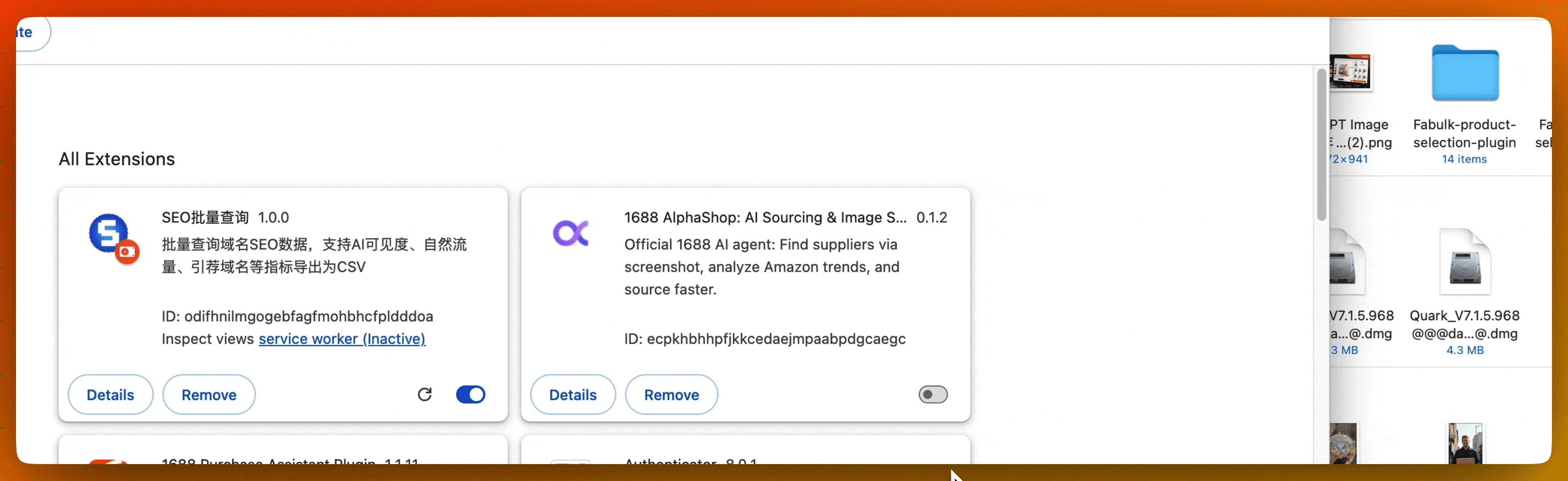 Dragging and dropping the extracted fabulk extension folder into Chrome extensions page