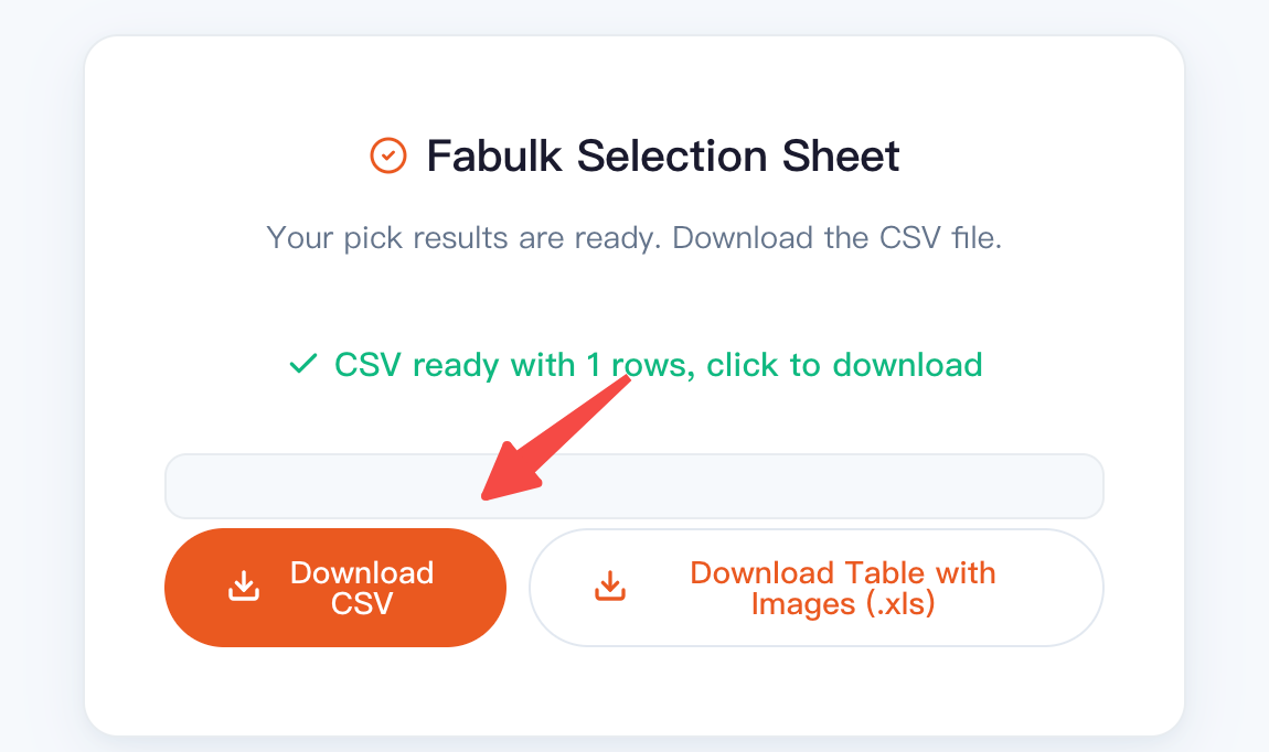 Downloading the exported fabulk image search results table file
